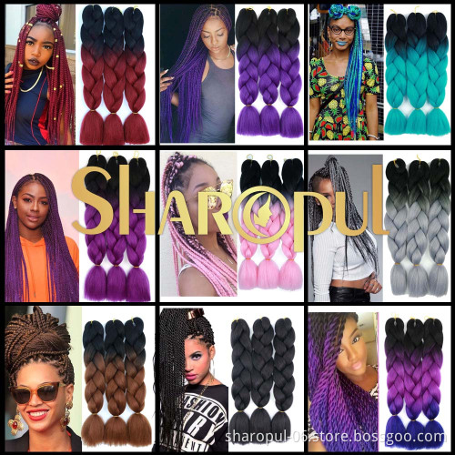 Top Quality Fiber 48inch 60colors Synthetic Jumbo Braid Hair For Crochet Ombre Braiding Hair